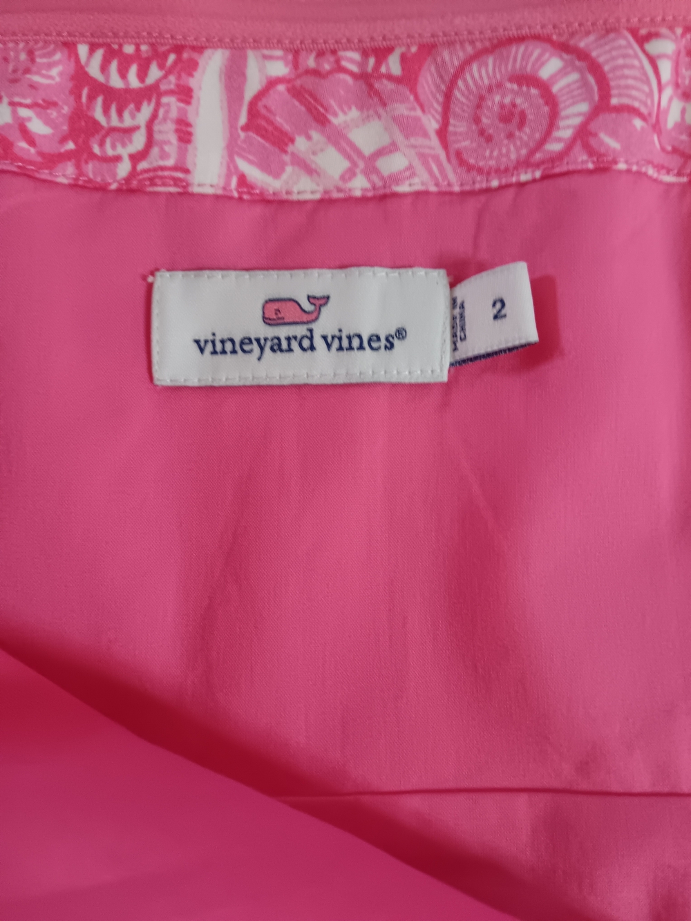 Vineyard Vines Pink Shell Print Strapless Cotton Sheath Dress Size 2 Coastal - Picture 7 of 7